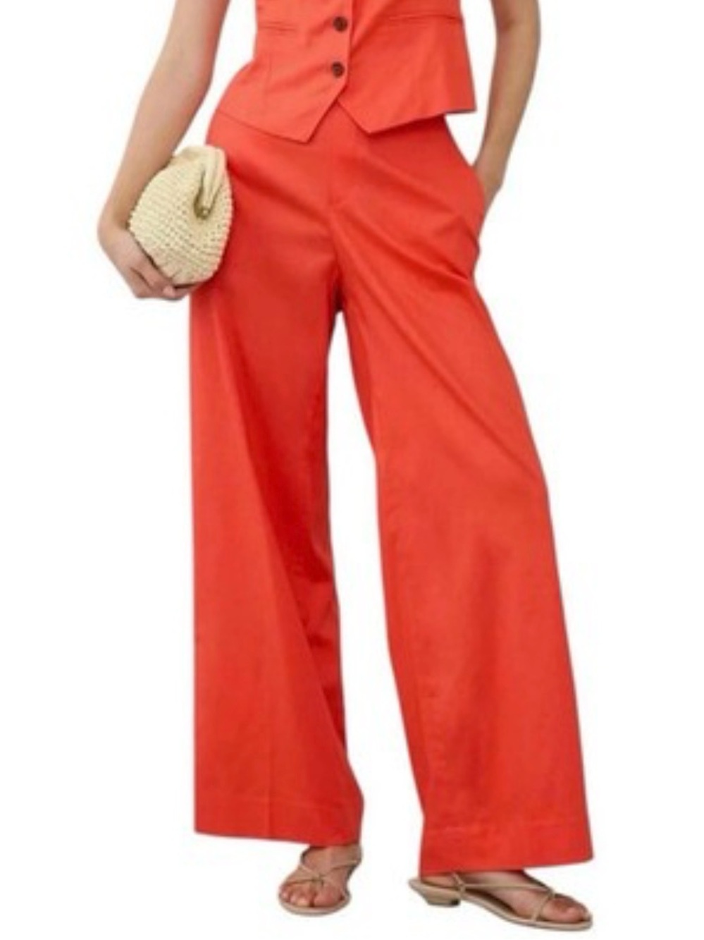 Banana Republic Wide-Leg Pants in Coral Orange